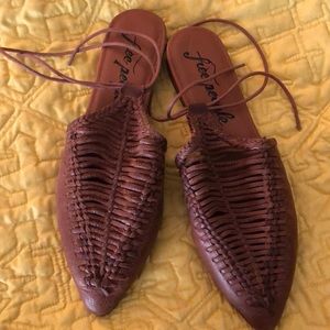 Free People leather tie up mules